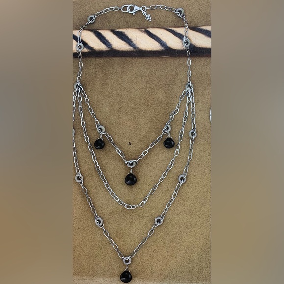 Silpada RARE Oxidized Sterling 3-Tiered Necklace w/Black Chalcedony Accents 22” - Picture 14 of 14